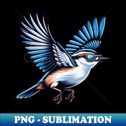 cool flying whited breasted nuthatch - high-resolution png sublimation file