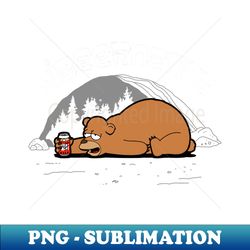 funny drunk bear hibernating drinking beer - instant sublimation digital download