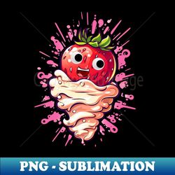 funny cartoon strawberries and cream - elegant sublimation png download