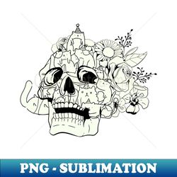 skull head with cats drawing - premium sublimation digital download