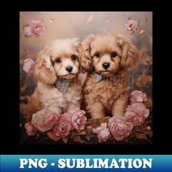 cavoodle duo - retro png sublimation digital download