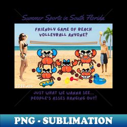 crabasses play beach volleyball - png transparent digital download file for sublimation