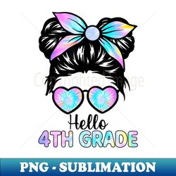 hello 4th grade messy hair bun girl back to school first day - modern sublimation png file