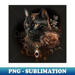 gothic cat divine black beauty - vintage sublimation png download