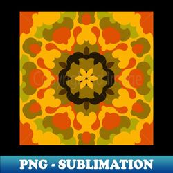 retro mandala flower yellow and orange - sublimation-ready png file