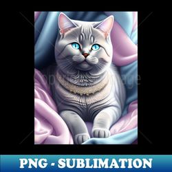 sparkling british shorthair cat unwinds in comfort - sublimation-ready png file