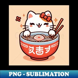 cat really enjoy eating a bowl of ramen by itself - instant sublimation digital download