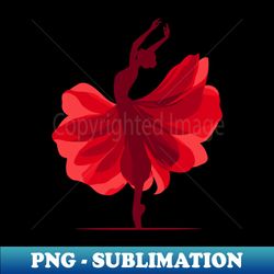 ballet dancer in a red dress. vector illustration of ballerina, tiptoe pose, ballet performer - instant sublimation digi