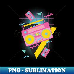 pink boombox with cassette - decorative sublimation png file