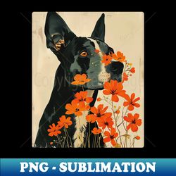 great dane dog flowers photo art design for dog onwer - png transparent sublimation file