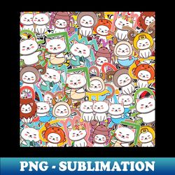 kawaii zodiac cat pattern - aesthetic sublimation digital file