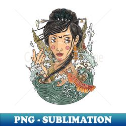A girl with four eyes emerges from the abyss of the sea - Premium Sublimation Digital Download