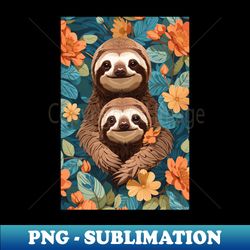 sloths in flowers - relaxing and cute design