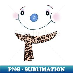 cute women's winter snowwoman snowman face leopard print scarf - decorative sublimation png file