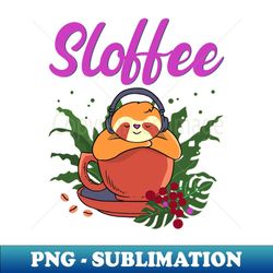 sloffee fall sloth coffee - signature sublimation png file