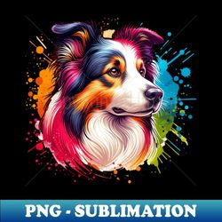 bright watercolor border collie - premium sublimation digital download