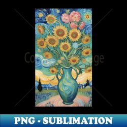 burst of sunshine van gogh's sunflower bouquet - instant png sublimation download