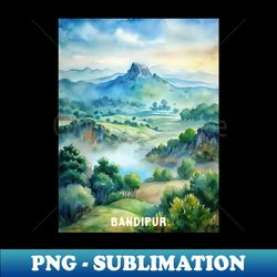 bandipur national park watercolor painting - digital sublimation download file