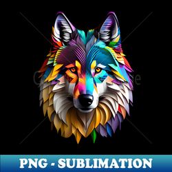 colorful wolf - wild spectrum captivating colors of the wolf - artistic sublimation digital file
