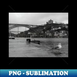 black and white porto harbor porto portugal photography - instant sublimation digital download