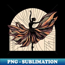 dancing ballerina on a black background with flowing dress, vector illustration, tiptoe ballet performer - premium png s