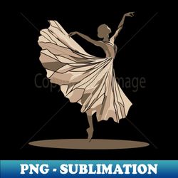 beautiful ballerina in a golden dress, ballerina vector illustration, tiptoe pose, ballet performer - retro png sublimat