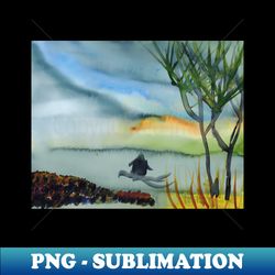 river landscape in watercolors - exclusive png sublimation download