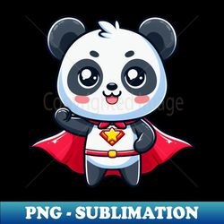 cute panda wearing a superhero costume - retro png sublimation digital download