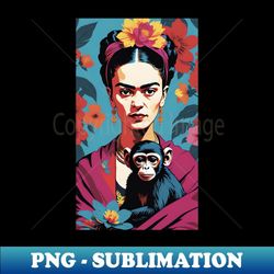 frida and her monkey muse illustration - modern sublimation png file