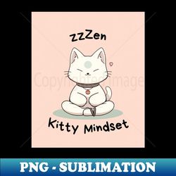 kawaii cute yoga meditating cat - png transparent digital download file for sublimation