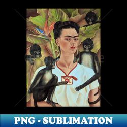 self portrait with monkeys by frida kahlo - digital sublimation download file