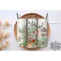 deer christmas, tumbler 20 oz warp png, skinny tumbler designs png