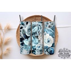 baby blue silver watercolor 20 oz, tumbler 20 oz wrap png, skinny tumbler designs png