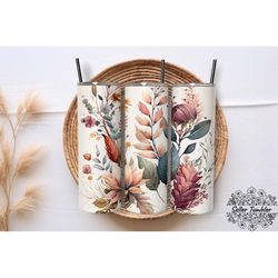 boho florals watercolor 20 oz, tumbler 20 oz wrap png, skinny tumbler designs png