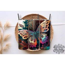 butterfly landscape floral 20 oz, tumbler 20 oz wrap png, skinny tumbler designs png