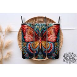 embroidered butterfly 3d tumbler 20 oz wrap png, butterfly tumbler wraps, butterfly png, butterfly clipart