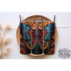 embroidered butterfly 3d tumbler 20 oz wrap png, butterfly tumbler wraps, butterfly png, butterfly clipart