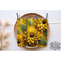 sunflower  floral flowers sublimation tumbler 20 oz wrap png, tumbler wraps, tumbler png, skinny clipart