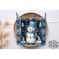 snowman quilt tumbler 20 oz wrap png, tumbler wraps, tumbler png, skinny clipart