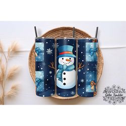 snowman quilt tumbler 20 oz wrap png, tumbler wraps, tumbler png, skinny clipart