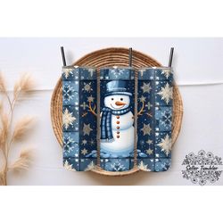 snowman quilt tumbler 20 oz wrap png, tumbler wraps, tumbler png, skinny clipart