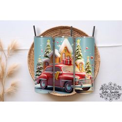 christmas car tumbler 20 oz wrap png, tumbler wraps, tumbler png, skinny clipart