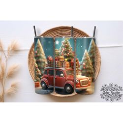 christmas car tumbler 20 oz wrap png, tumbler wraps, tumbler png, skinny clipart