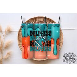 dolphins 3d inflated football team tumbler 20 oz wrap, football tumbler, tumbler wrap, tumbler png, skinny tumbler