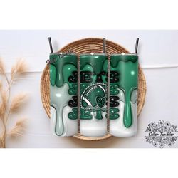 jets 3d inflated football team tumbler 20 oz wrap, football tumbler, tumbler wrap, tumbler png, skinny tumbler