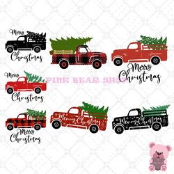 red buffalo plaid christmas truck svg -pink bear shop