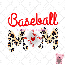 baseball mom white design leopard heart sport png, sport png, game day png, sports ball png