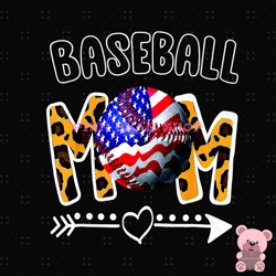 baseball mom us flag softball sport leopard png, sport png, game day png, sports ball png