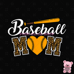 baseball mom leopard heart sport bat png, sport png, game day png, sports ball png