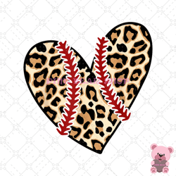 baseball leopard print heart shape sport png, sport png, game day png, sports ball png